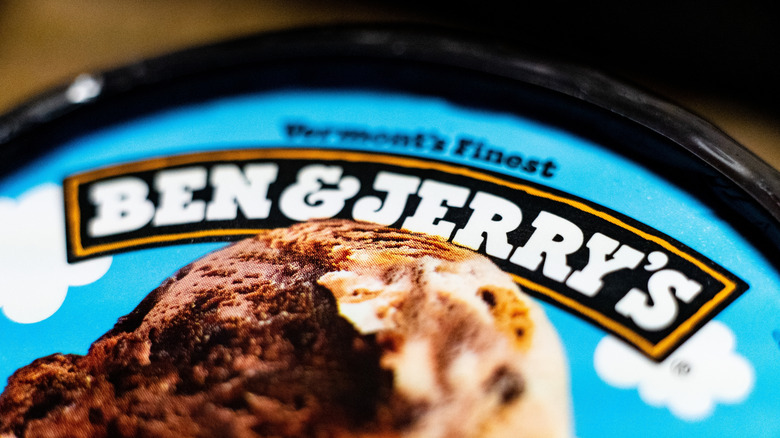 The top of a pint of Ben & Jerry's ice cream.