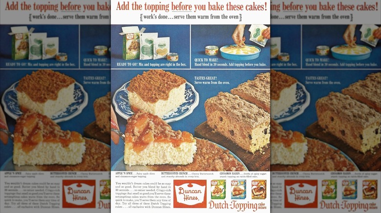 Magazine advertisement for Duncan Hines Dutch Topping cake mixes