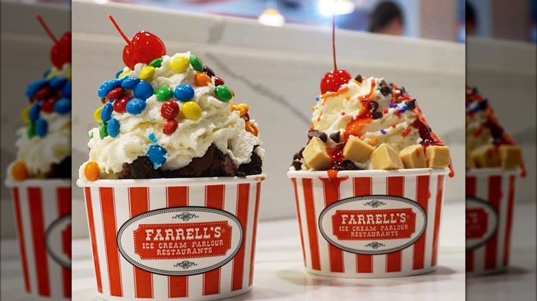 two farrells ice cream sundaes in cups