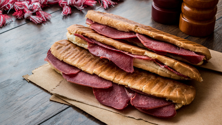 Beef tongue sandwiches on rolls