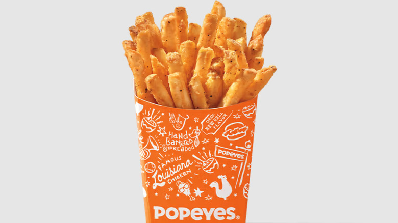 A product image of the Cajun fries from Popeyes