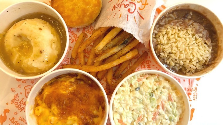 An aerial shot of various sides from Popeyes