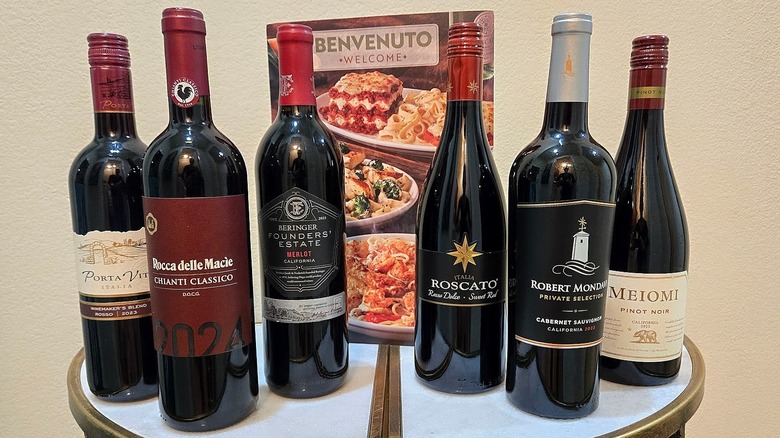 Bottles of red wine available at Olive Garden Restaurants