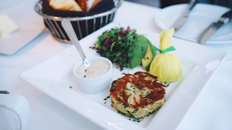 Mastro's Restaurants lump crab cake appetizer.