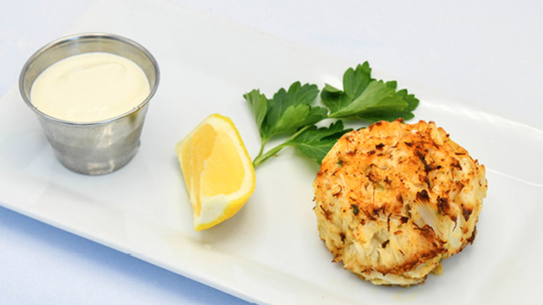 The Oceanaire Seafood Room crab cake appetizer.