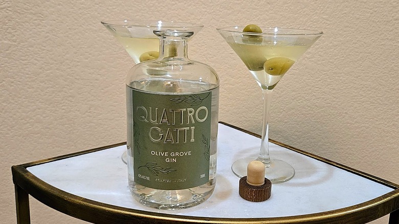 Quatro Gatti Olive Grove Italian Gin and martini