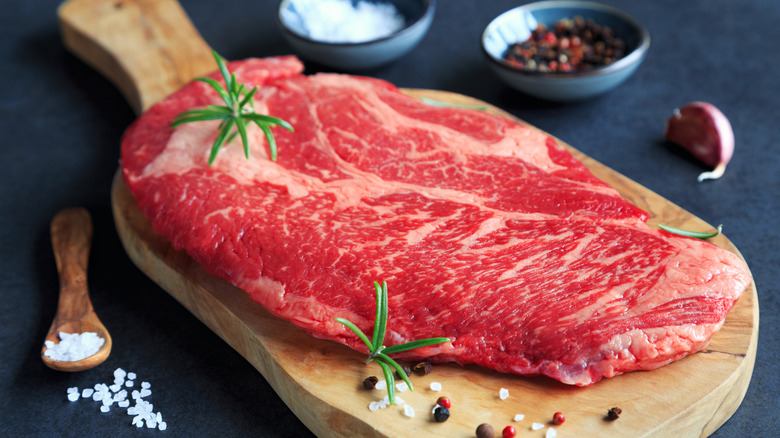 Chuck steak on cutting board
