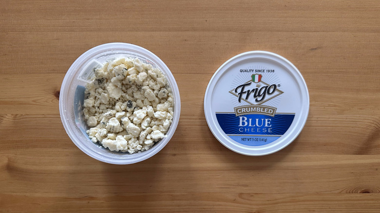 Frigo Crumbled Blue Cheese on wooden table
