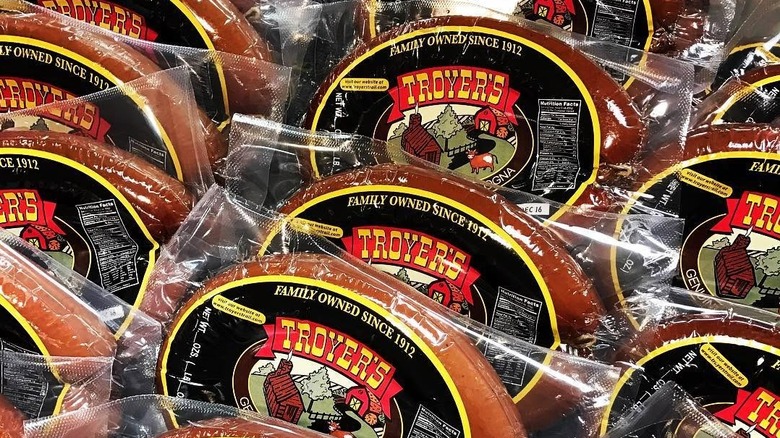 Rows of packages of Troyer's Trail Bologna
