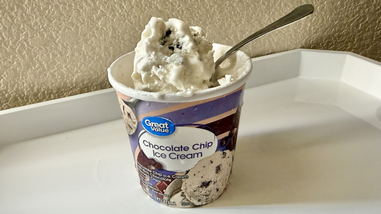 Great Value Chocolate Chip Ice Cream on a spoon