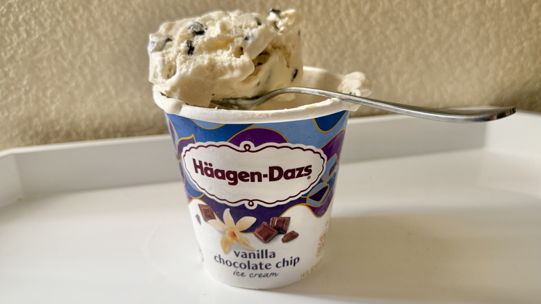 Häagen-Dazs scooped onto a spoon