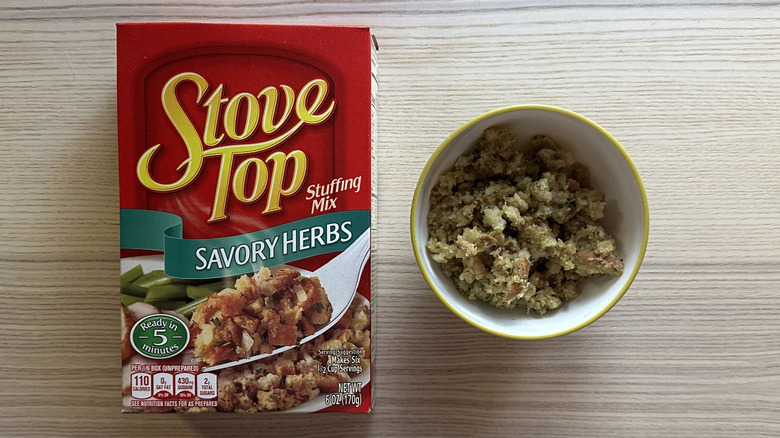 Savory Herbs Stuffing Mix on wooden table