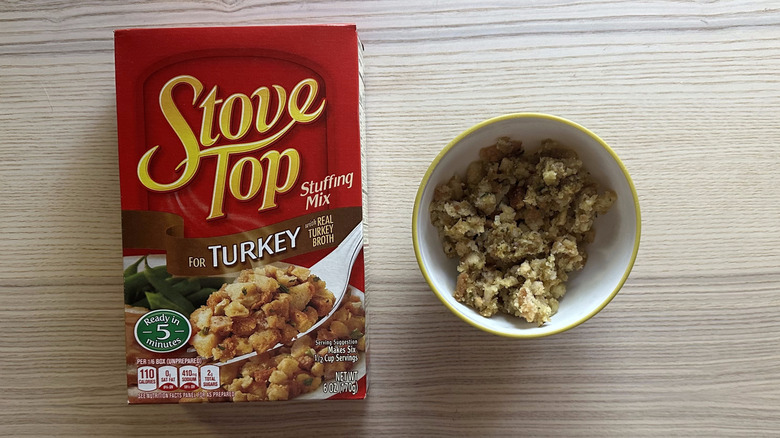 Turkey Stuffing Mix on wooden table