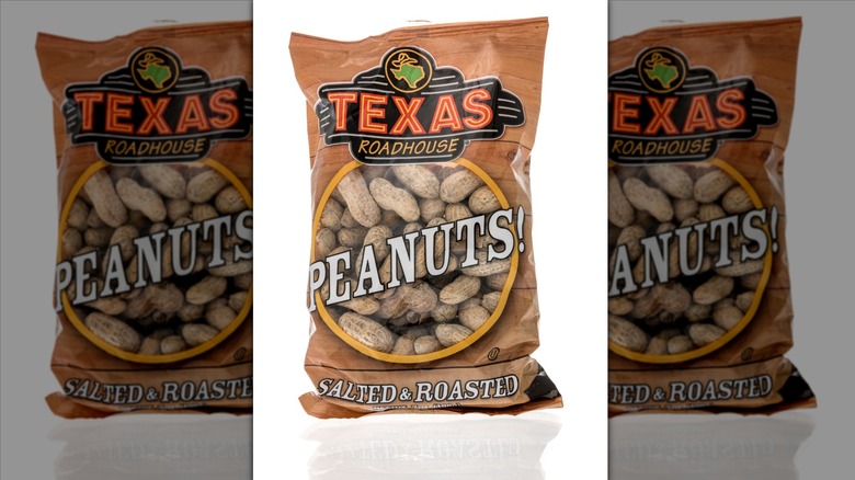Texas Roadhouse peanuts on white background