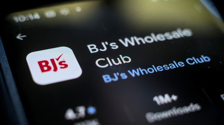 The BJ's app page in the Google Play Store as it appears on a smartphone screen.