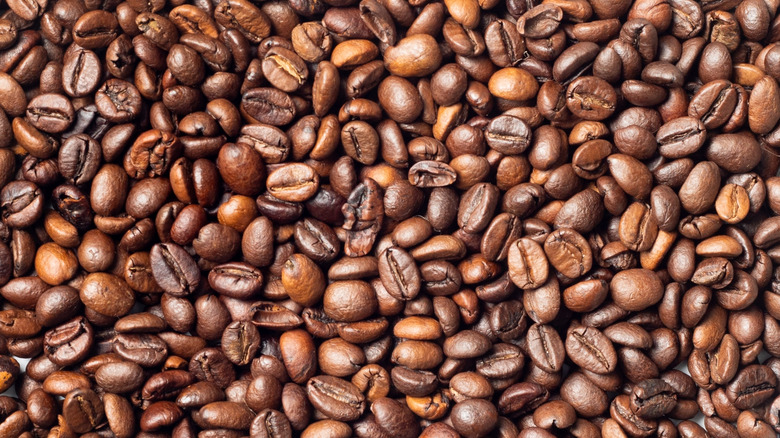 Medium-roasted coffee beans filling the frame