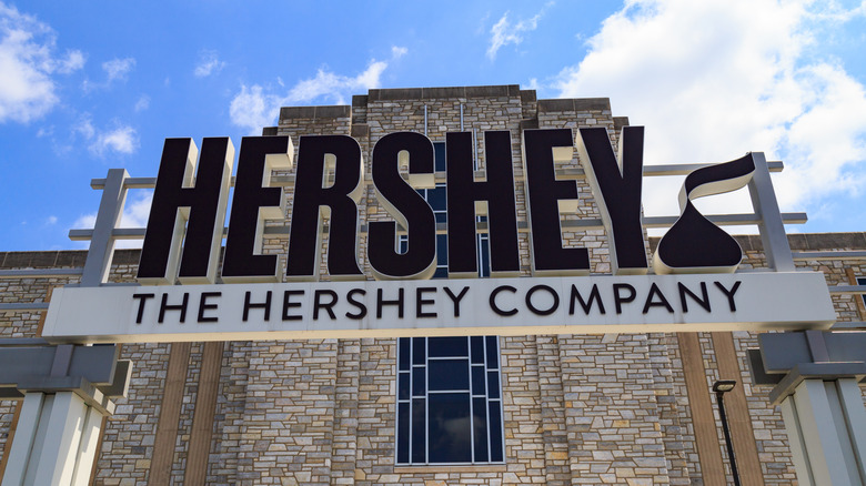Large sign outside entrance to The Hershey Company