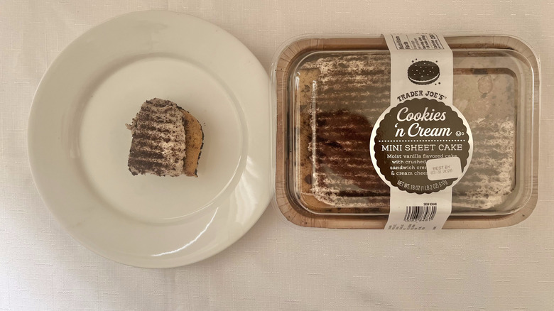 Cookies and cream mini sheet cake on a plate