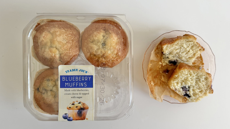 Blueberry muffins in a plastic container