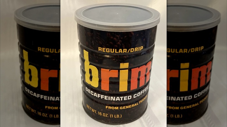 vintage Brim coffee can against white background
