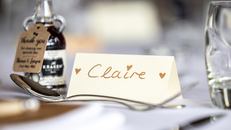 a name card on wedding table