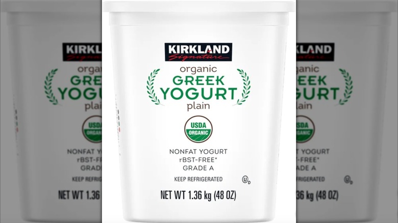 Kirkland Signature Organic Greek Yogurt with white background