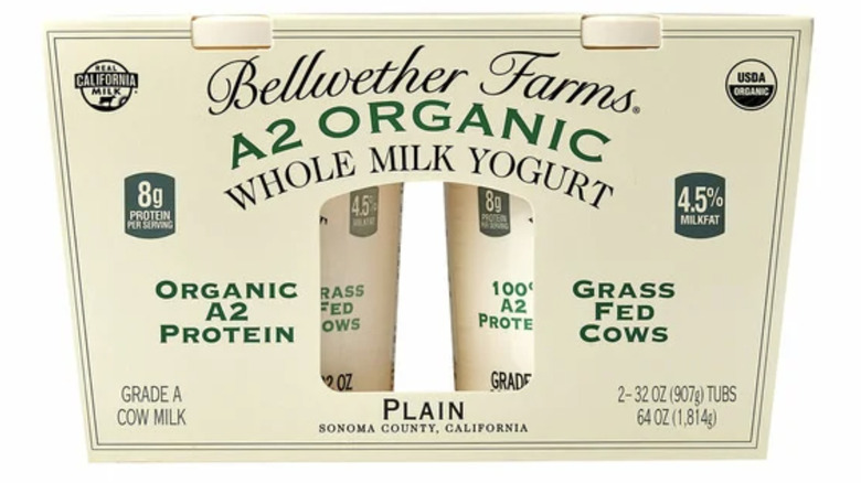 Organic Bellwether A2 Whole Milk Yogurt with cardboard carton
