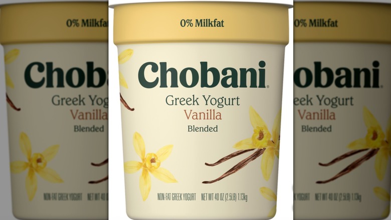 Carton of Vanilla Chobani Blended Greek Yogurt