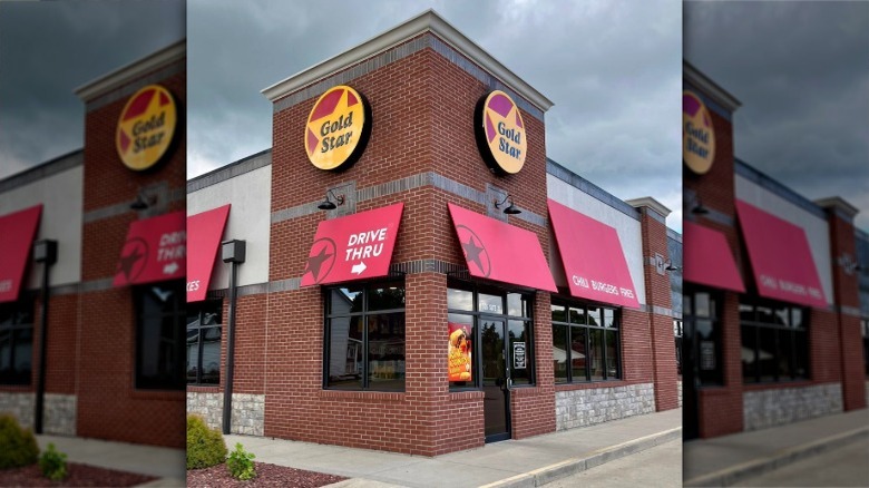The outside of a Gold Star restaurant is shown with a Drive Thru sign.