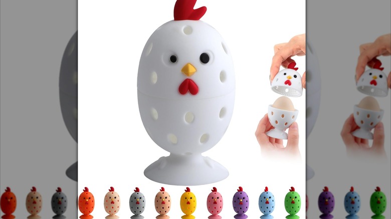 Wameiju Egg Brush Cleaner shown on a plain white background with all the colors available shown underneath