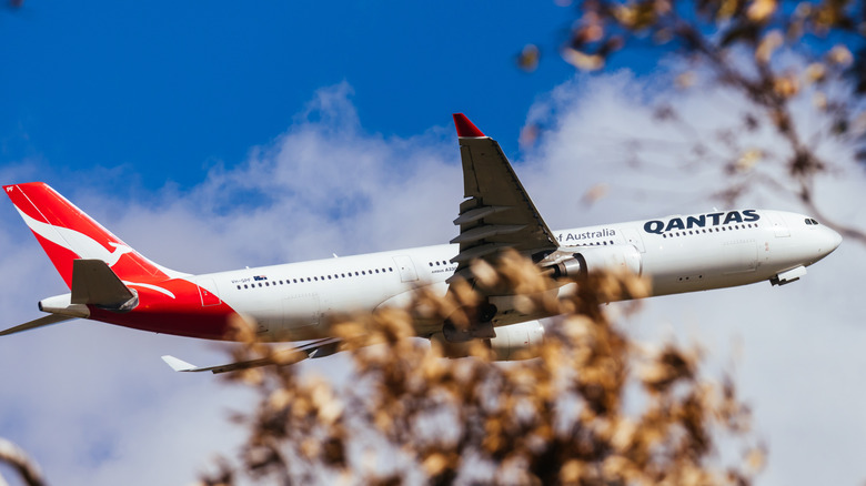 A Qantas airplane flying
