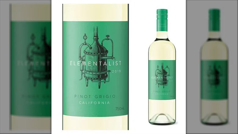 Aldi Elementalist Pinot Grigio on white background
