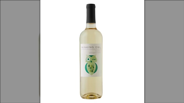 Aldi Winking Owl Sauvignon Blanc on white background