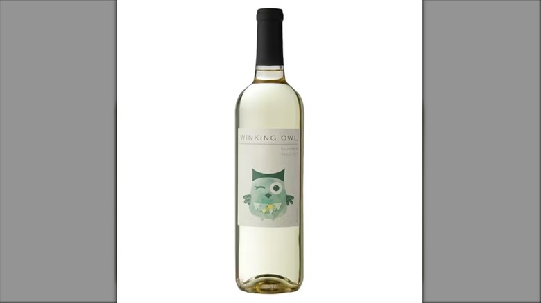 Aldi Winking Owl Moscato on white background