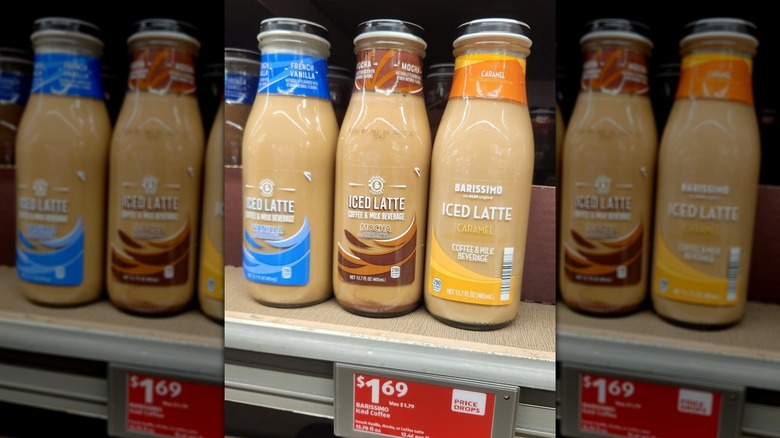 Bottles of French vanilla, mocha, and caramel Barissimo Bottled Iced Lattes