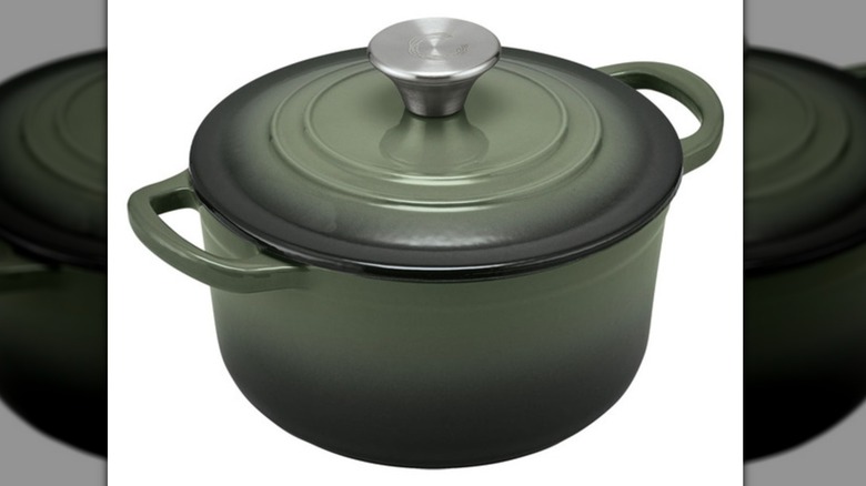 Green cast iron Dutch oven