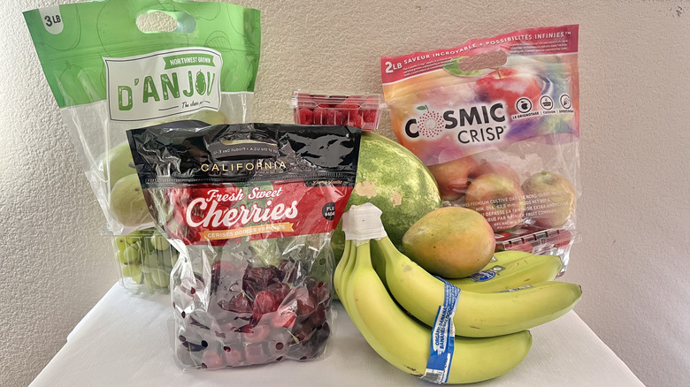 Various Aldi fruits on a table