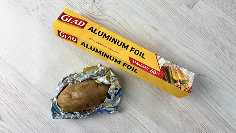 glad foil and baked potato