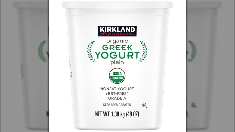 Organic plain Greek yogurt from Kirkland