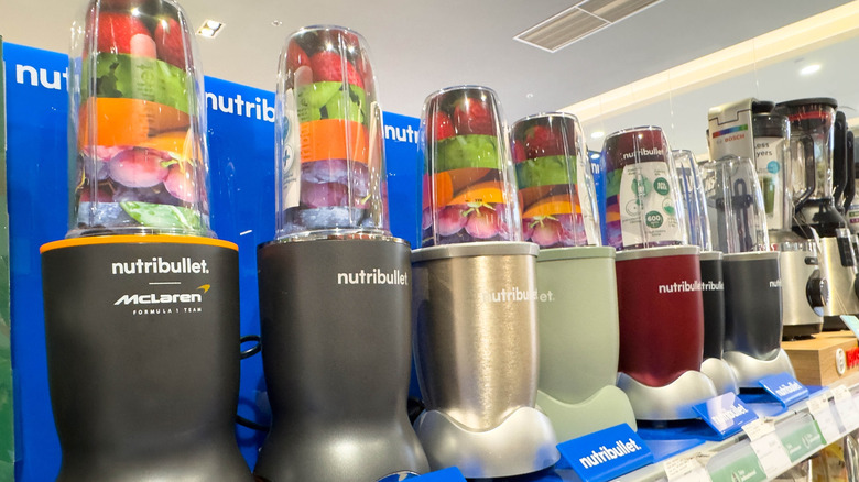 various nutribullet models displayed on store shelf