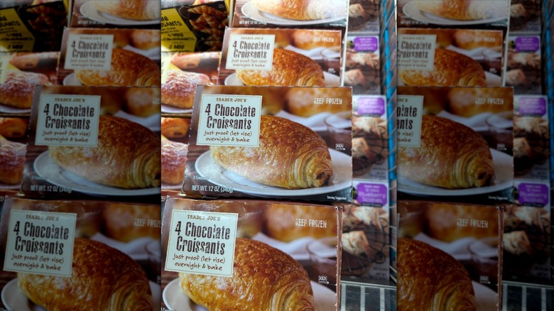 Boxes of Trader Joe's Chocolate Croissants at store