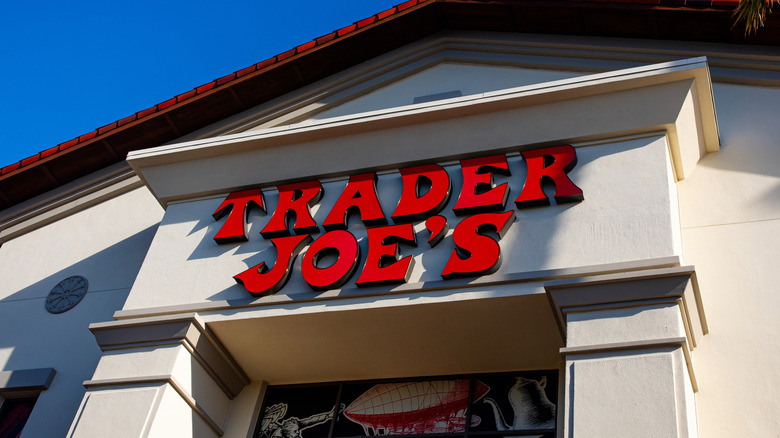 Red Trader Joe's sign on white building