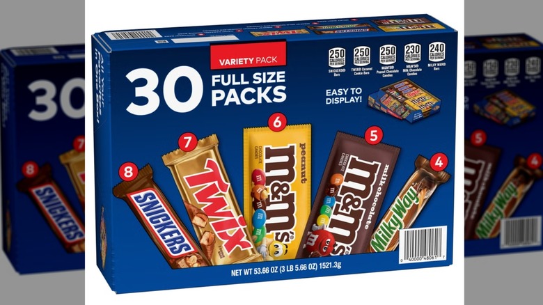 Image with various Mars candy chocolate items