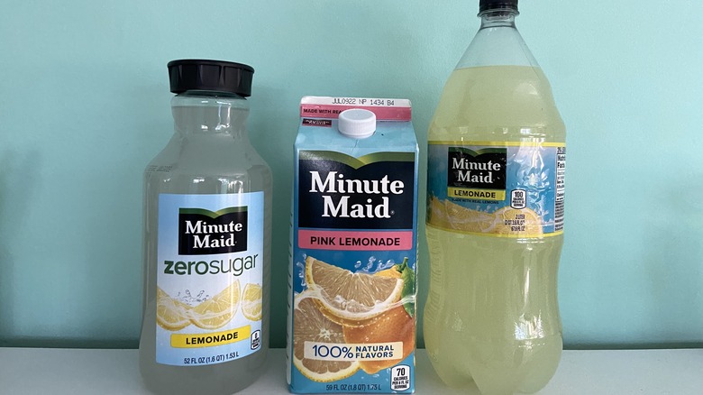 Three bottles of lemonade