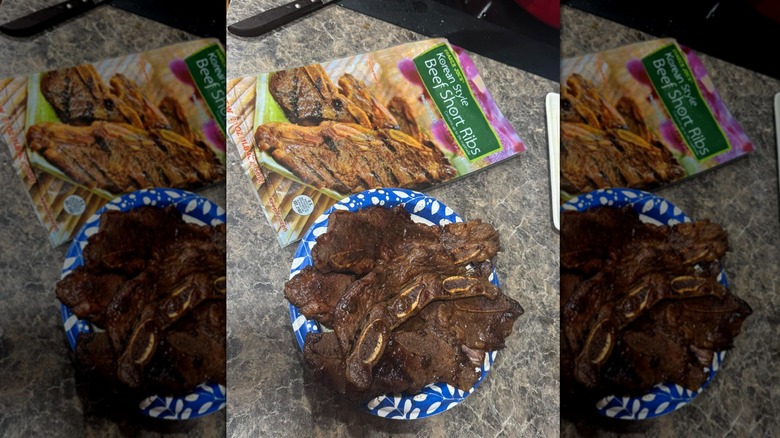 Trader Joe's Korean Style Short Ribs on paper plate