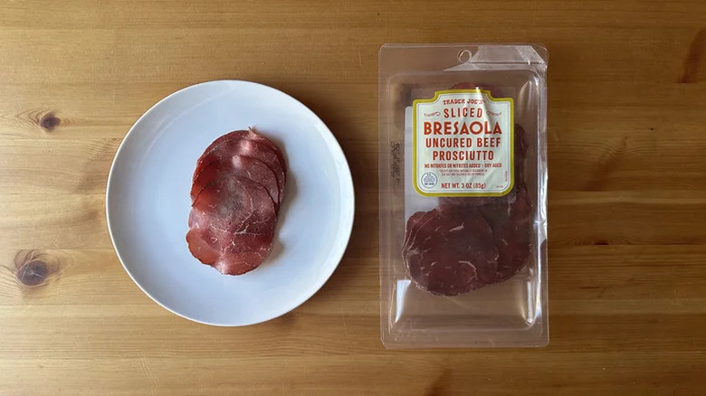Trader Joe's Sliced Bresaola on white plate