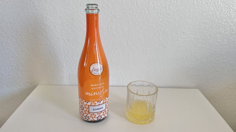 Orange Mimosa Wine Cocktail bottle on a table
