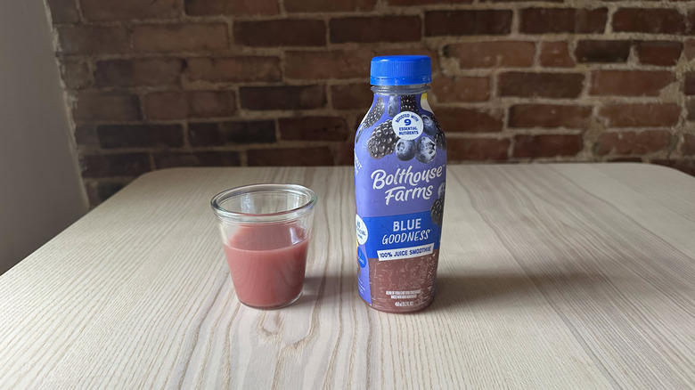 Bolthouse Farms Blue Goodness smoothie on wooden table