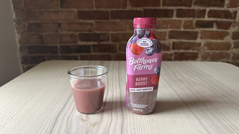 Bolthouse Farms Berry Boost smoothie on wooden table
