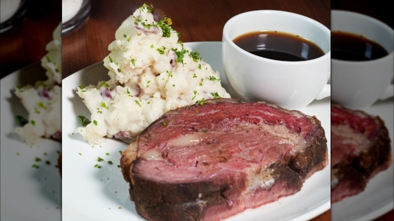 Prime rib with mashed potatoes